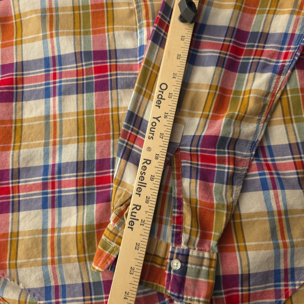 Vintage 1960s Gant Multicolor Plaid Button Down Shirt The Hugger Tapered Body - Picture 12 of 13